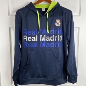 Real Madrid Soccer Club  Long Sleeve Hoodie Blue White Green  Polyester Size L
